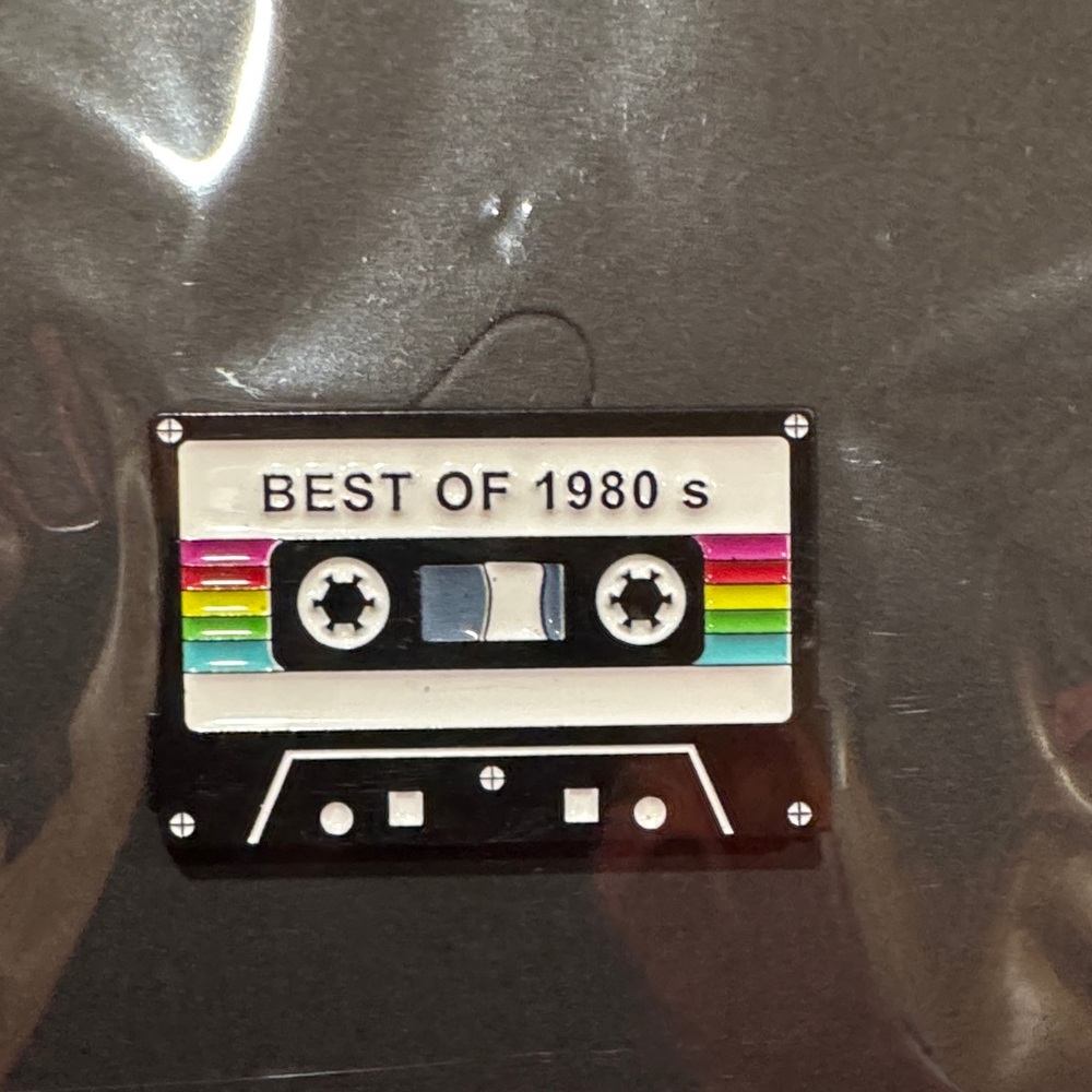 3 for $15 on select pins 
Retro Cassette Pin with Colorful Stripes
